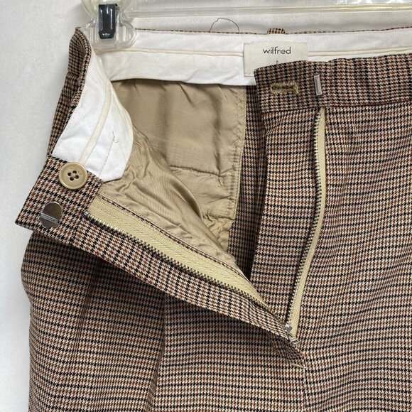 Wilfred High Waist Wide Leg Houndstooth Trouser Pants Women Sz 0 Beige Multi - Picture 11 of 16
